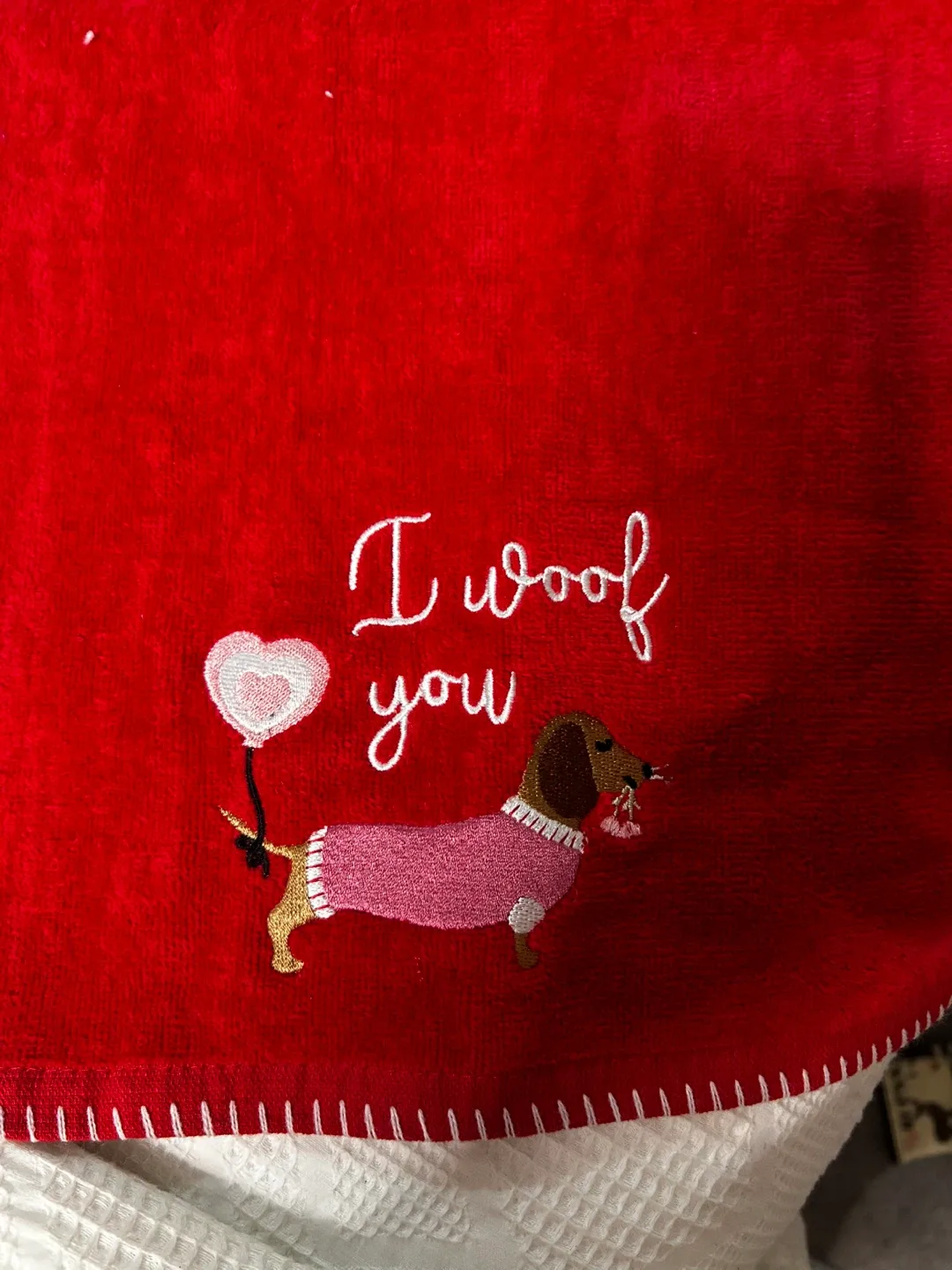 Red Embroidered Dachshund Towel Tote image indicator(3)