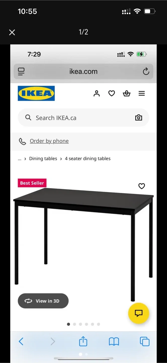 IKEA Dining Table - Black, 4 Seater