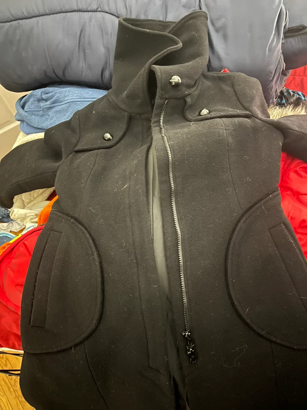 ICONE Black Wool Blend Coat image indicator(2)