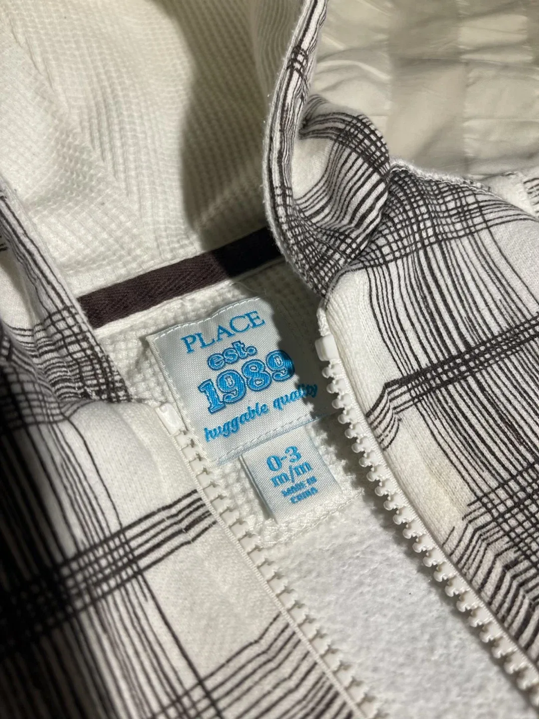 Children's Place 0-3M Plaid Zip-Up Hoodie