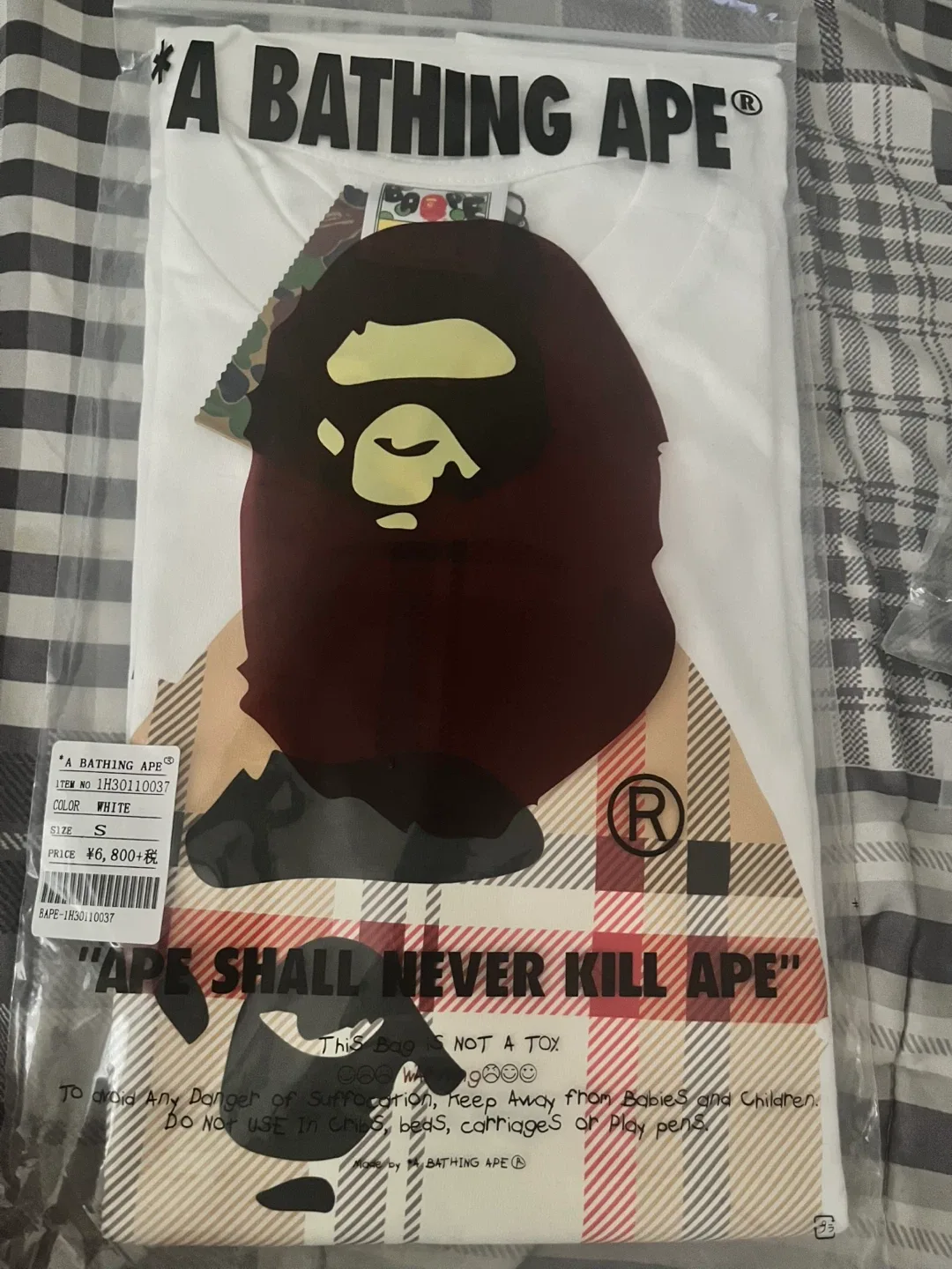 New A Bathing Ape x Burberry(BAPE) White Tee - Size S