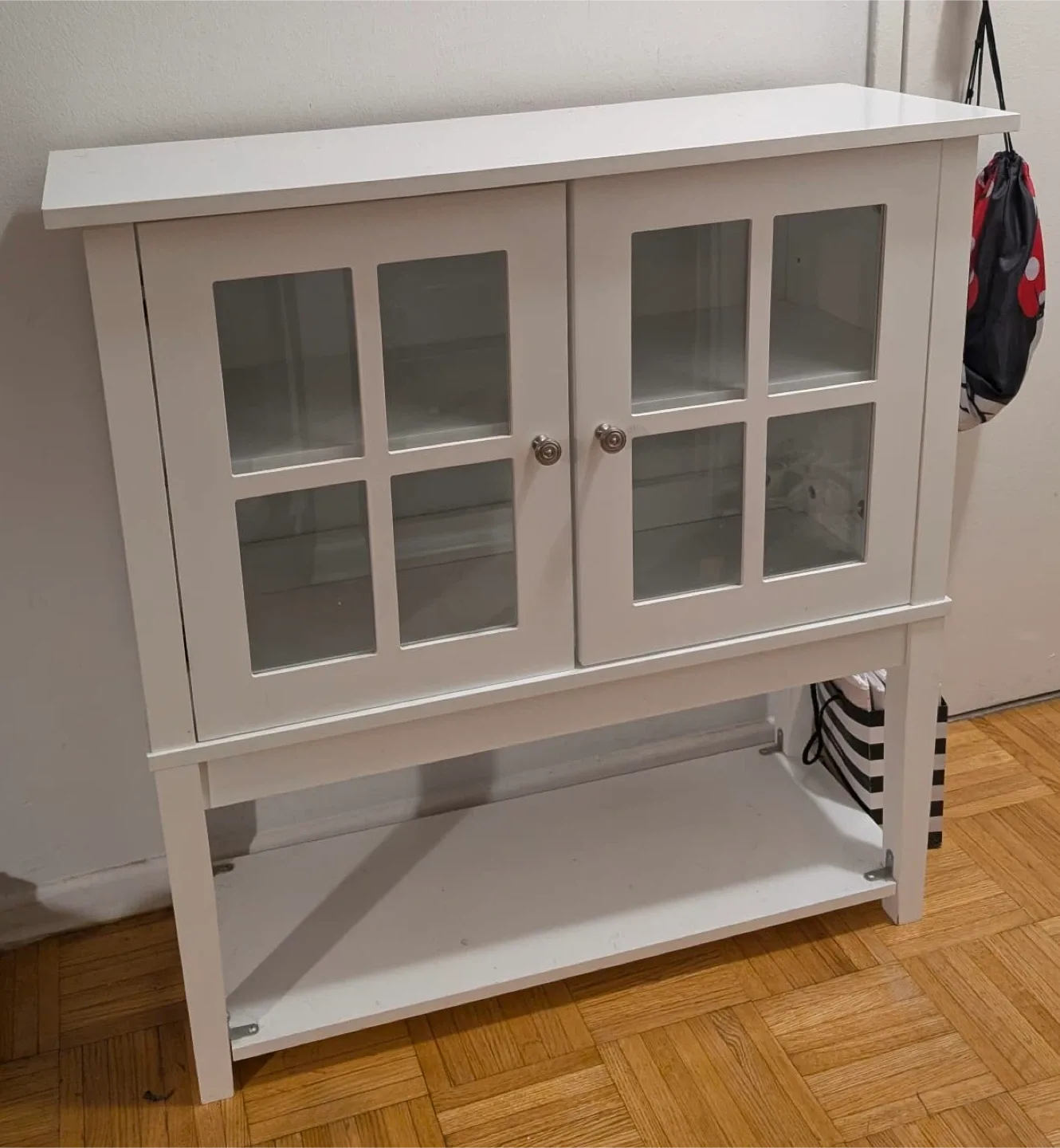 White Display Cabinet with Glass Doors