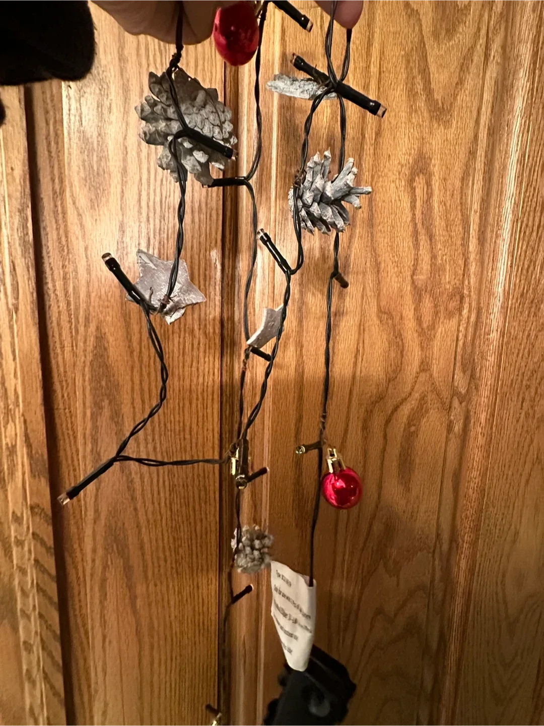 Christmas String Lights with Pinecones & Berries plug in battery image indicator(6)