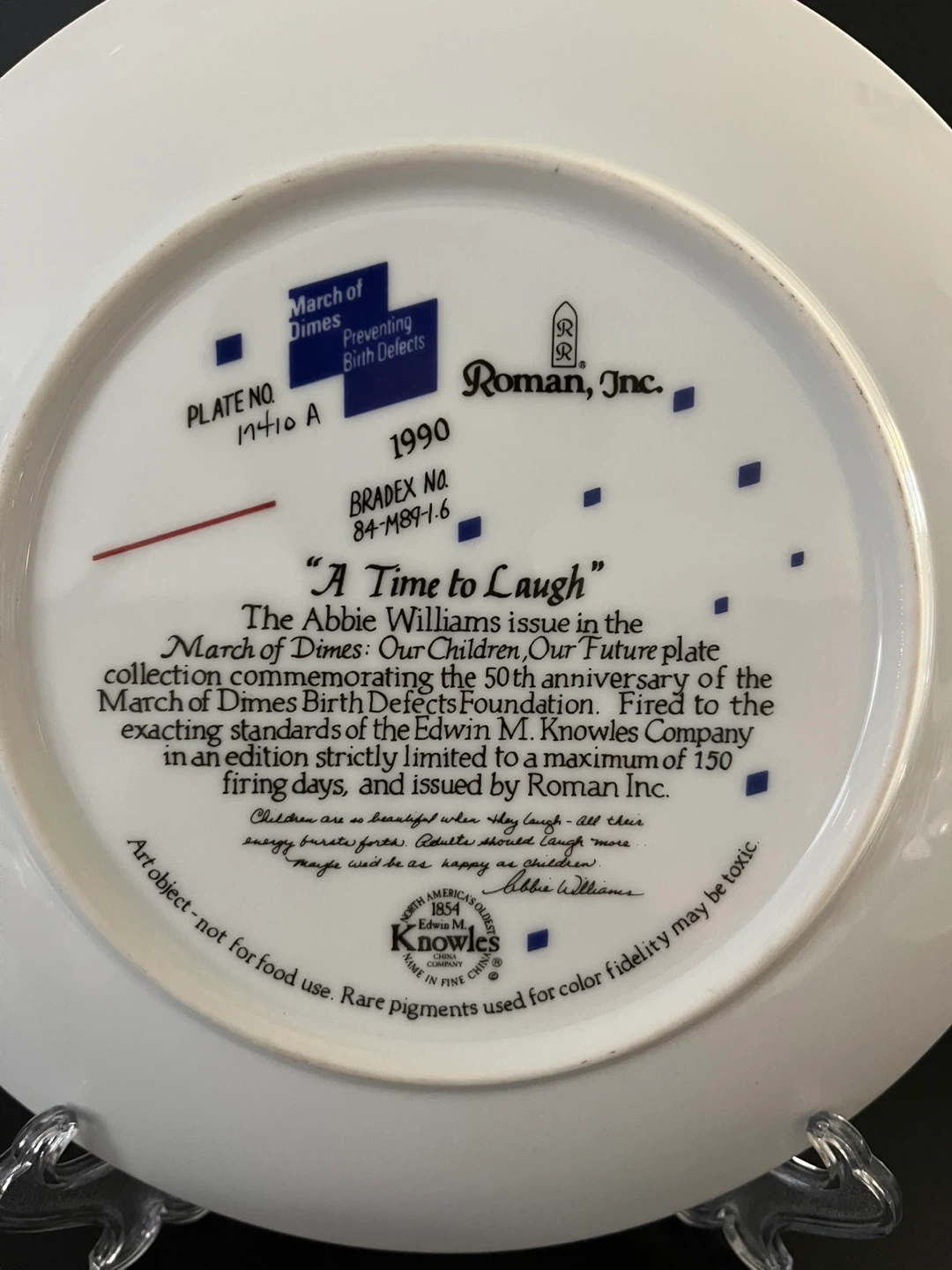 FREE - 1990 Knowles "A Time to Laugh" Plate - photo 3