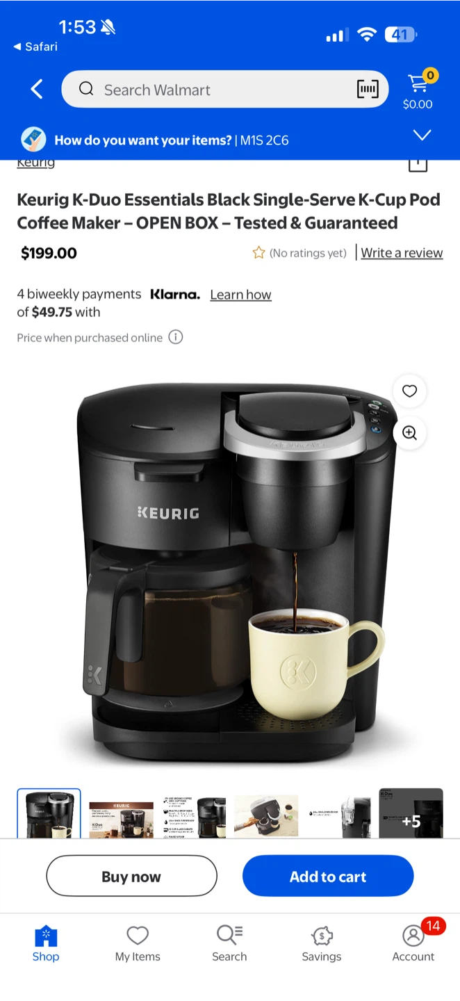 Keurig K-Duo Essentials Black Coffee Maker