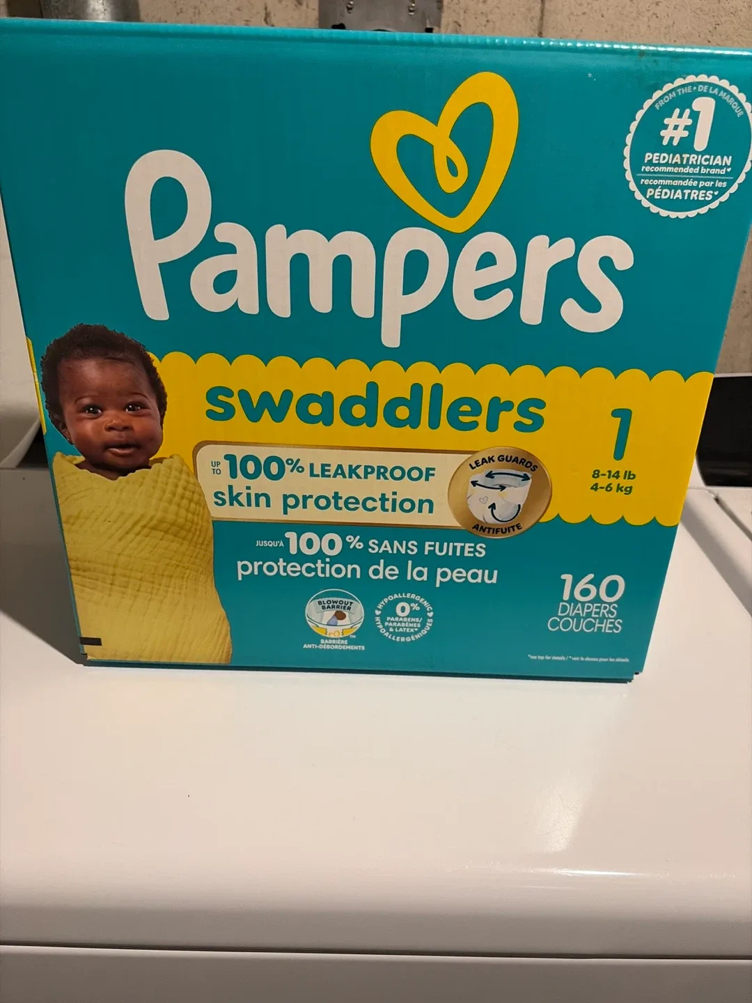 Pampers Swaddlers Size 1 (8-14 lb) - 160 Diapers