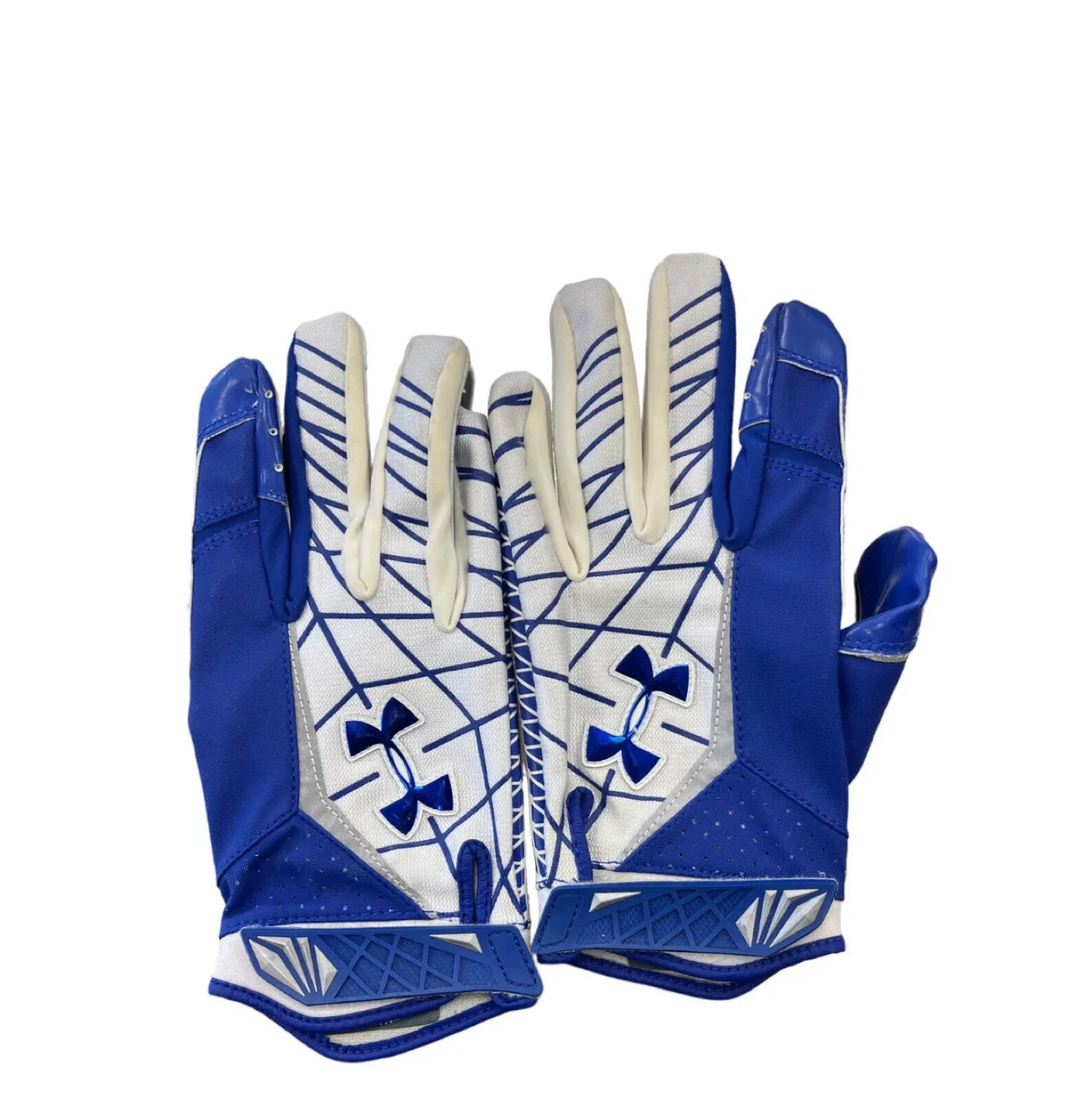XL-Under Armour Football Gloves - Blue & White