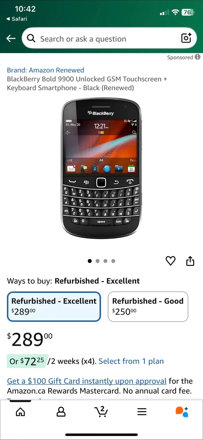 BlackBerry Bold 9900 GSM Touchscreen Smartphone - Black