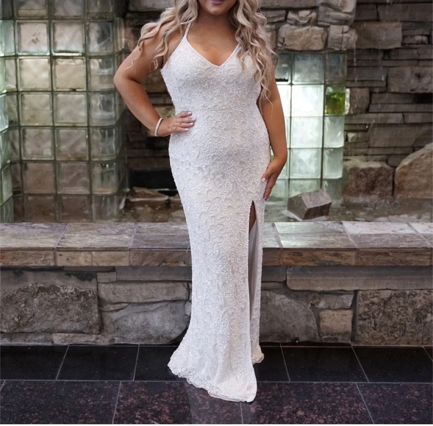 White Sequence Maxi Dress