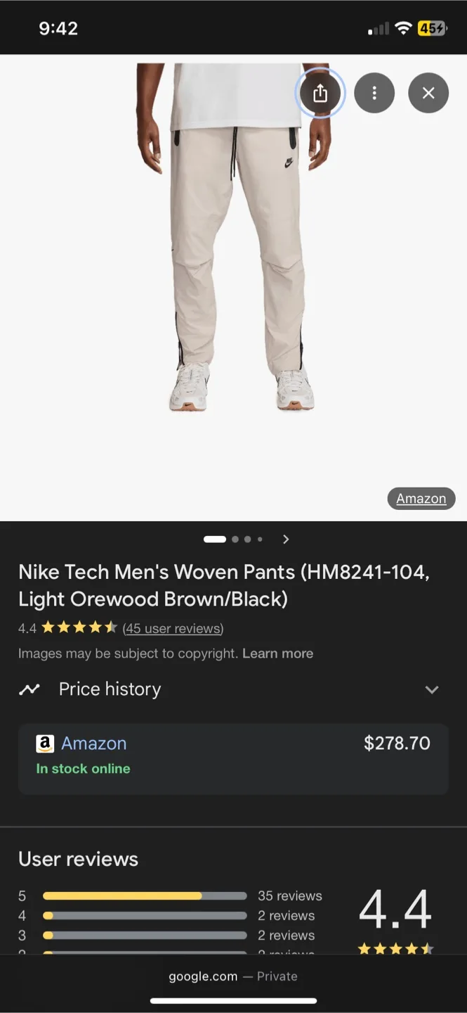 Nike Tech Woven Pants - Light Orewood Brown - Size M image indicator(4)