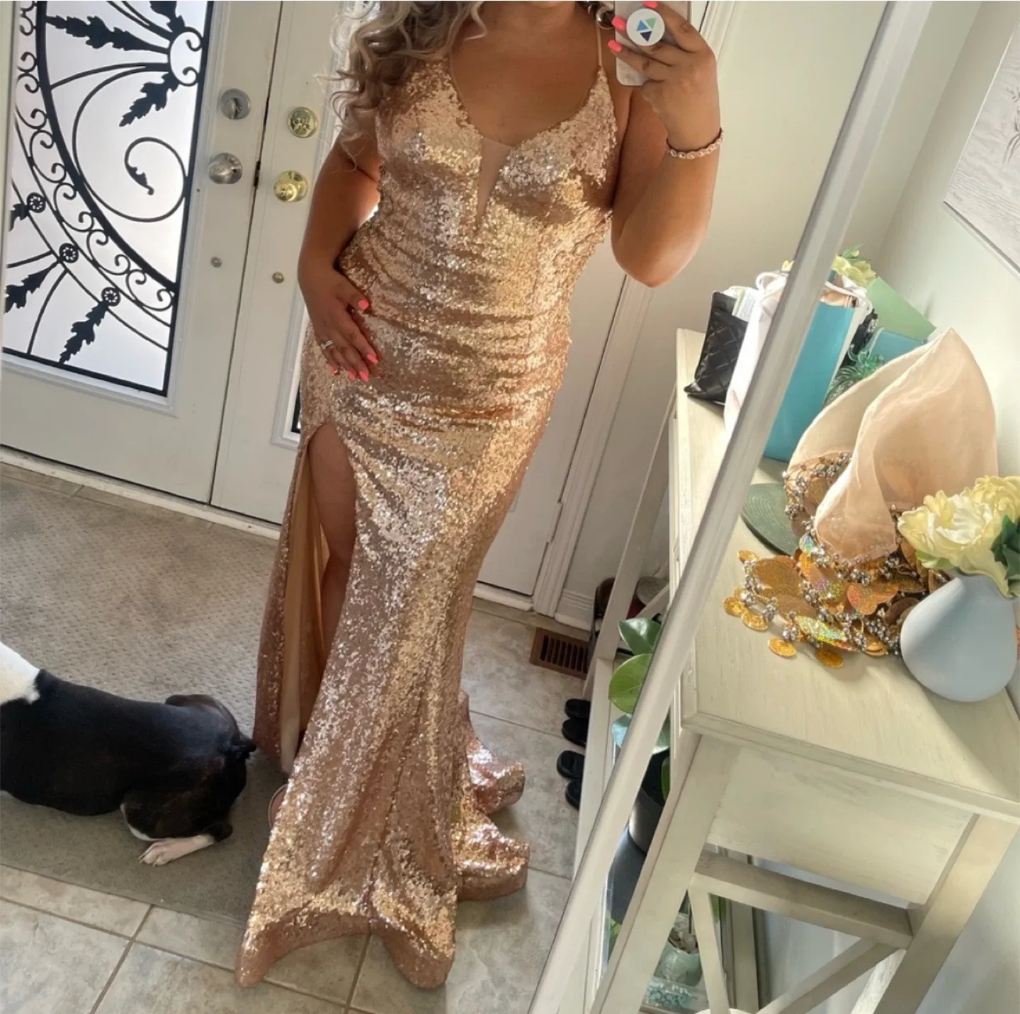 Rose Gold Sequence Maxi Dress