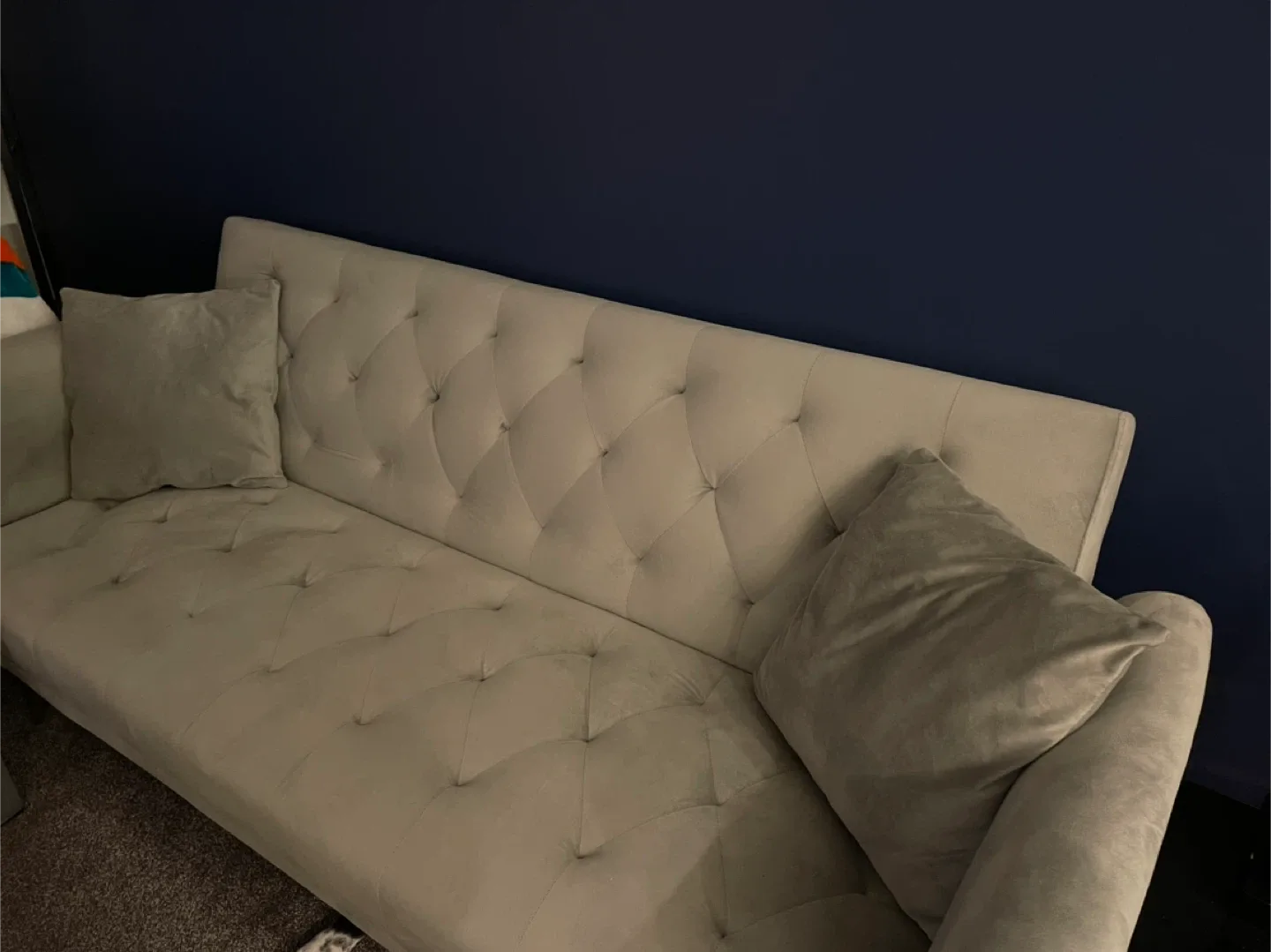 Grey Velvet Convertible Sofa - 71"