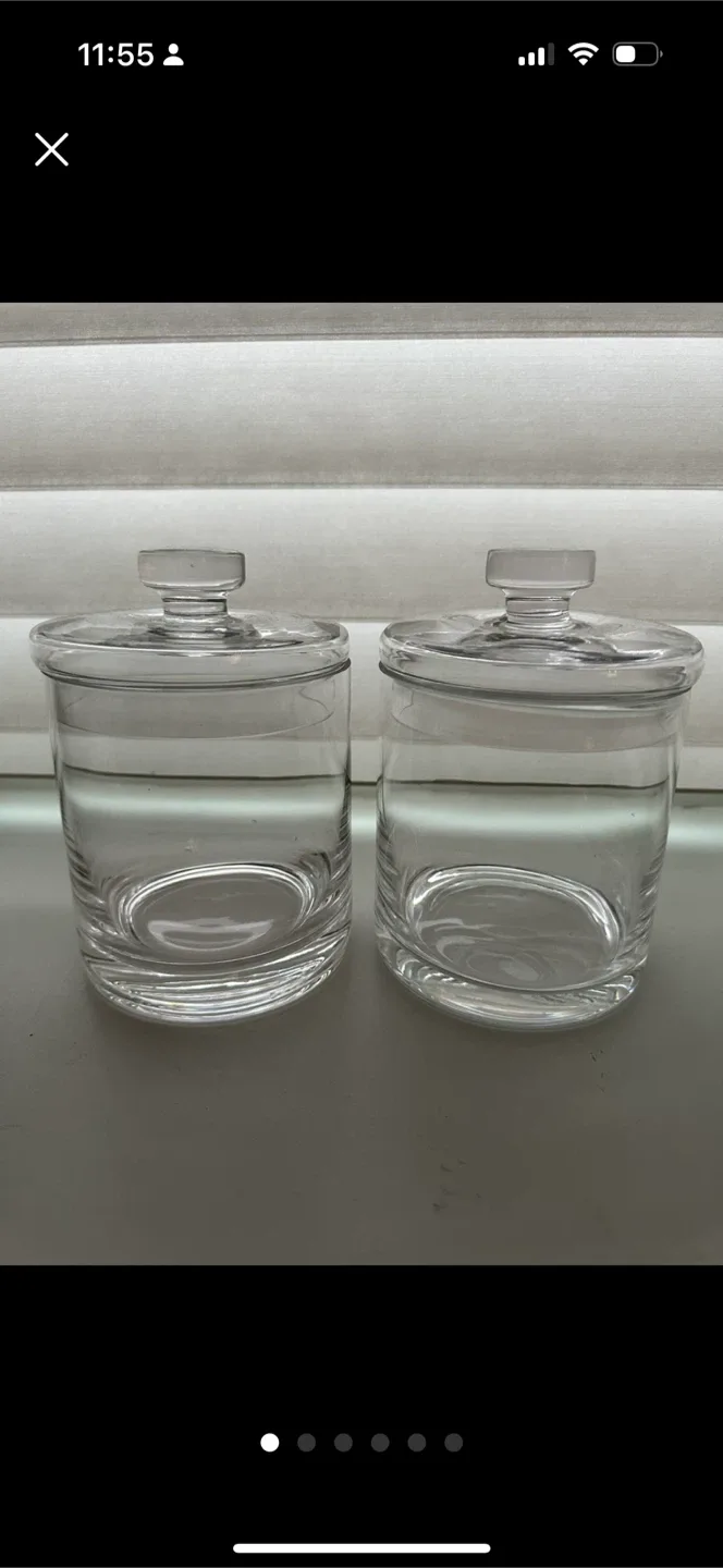2 Crate & Barrel Glass Canisters with Lids