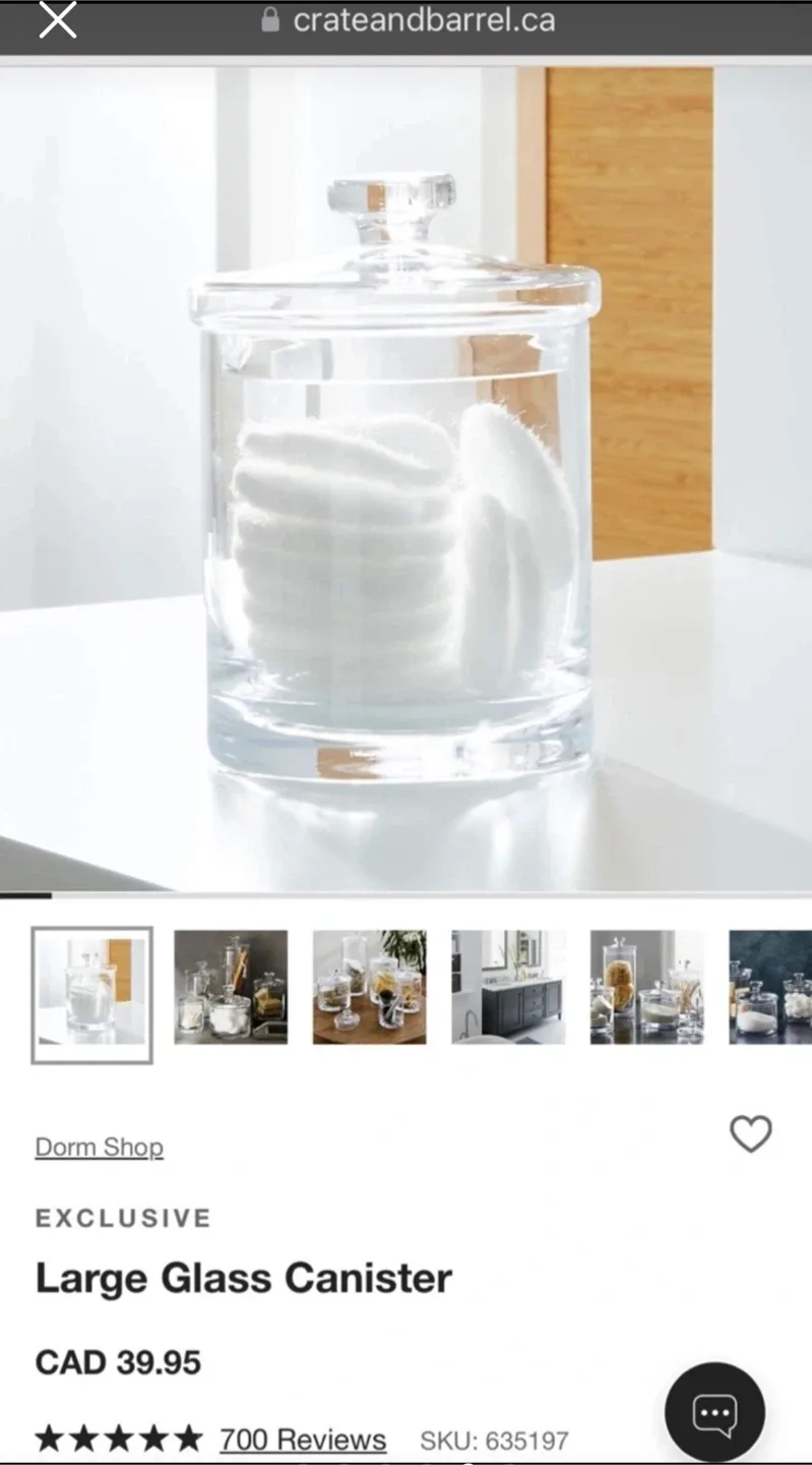 2 Crate & Barrel Glass Canisters with Lids image indicator(3)