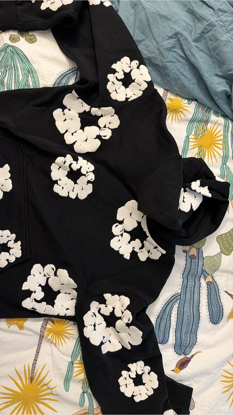 authentic denim tearsBlack Hoodie