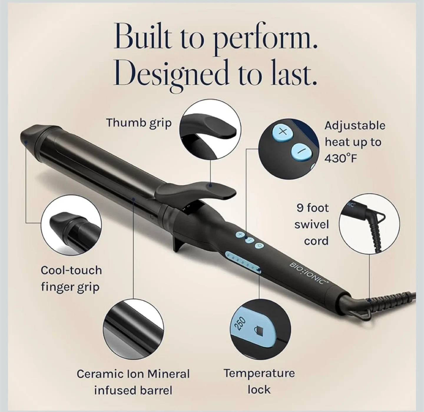 BIO IONIC 1.5" Pro Curling Iron - Long Barrel Styler image indicator(2)