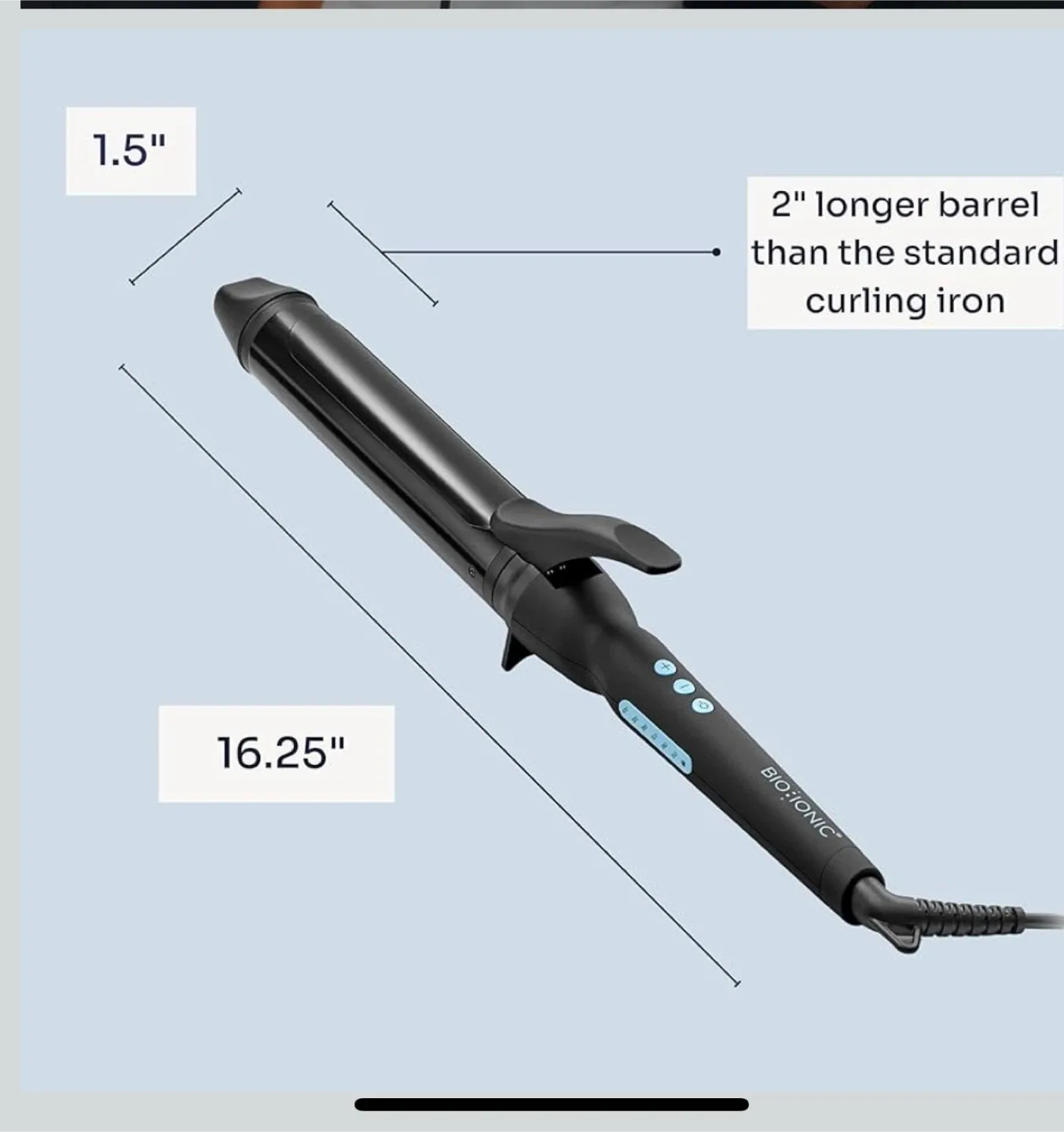 BIO IONIC 1.5" Pro Curling Iron - Long Barrel Styler image indicator(3)