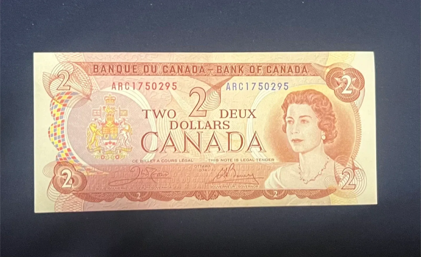 Vintage Rare 1974 Canadian Two Dollar Bill