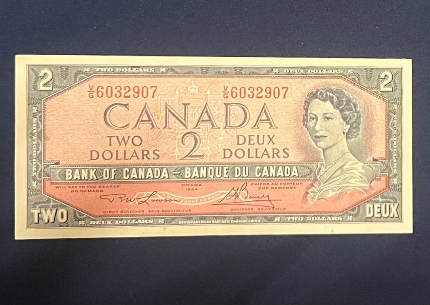 Vintage Very Rare 1954 Canadian $2 Bill