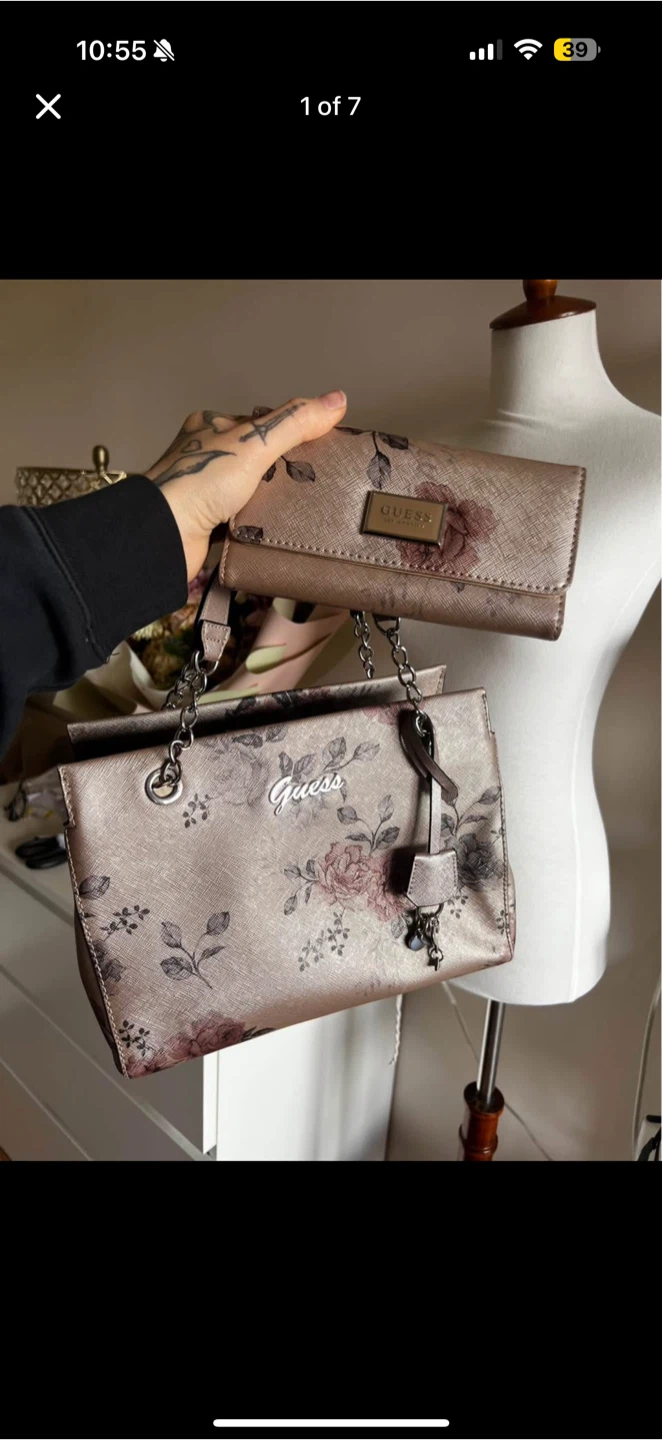 Guess Floral Print Tote Bag & Wallet Set
