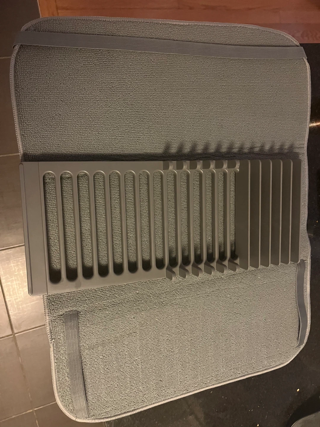 Gray Dish Drying Mat and Rack - photo 2