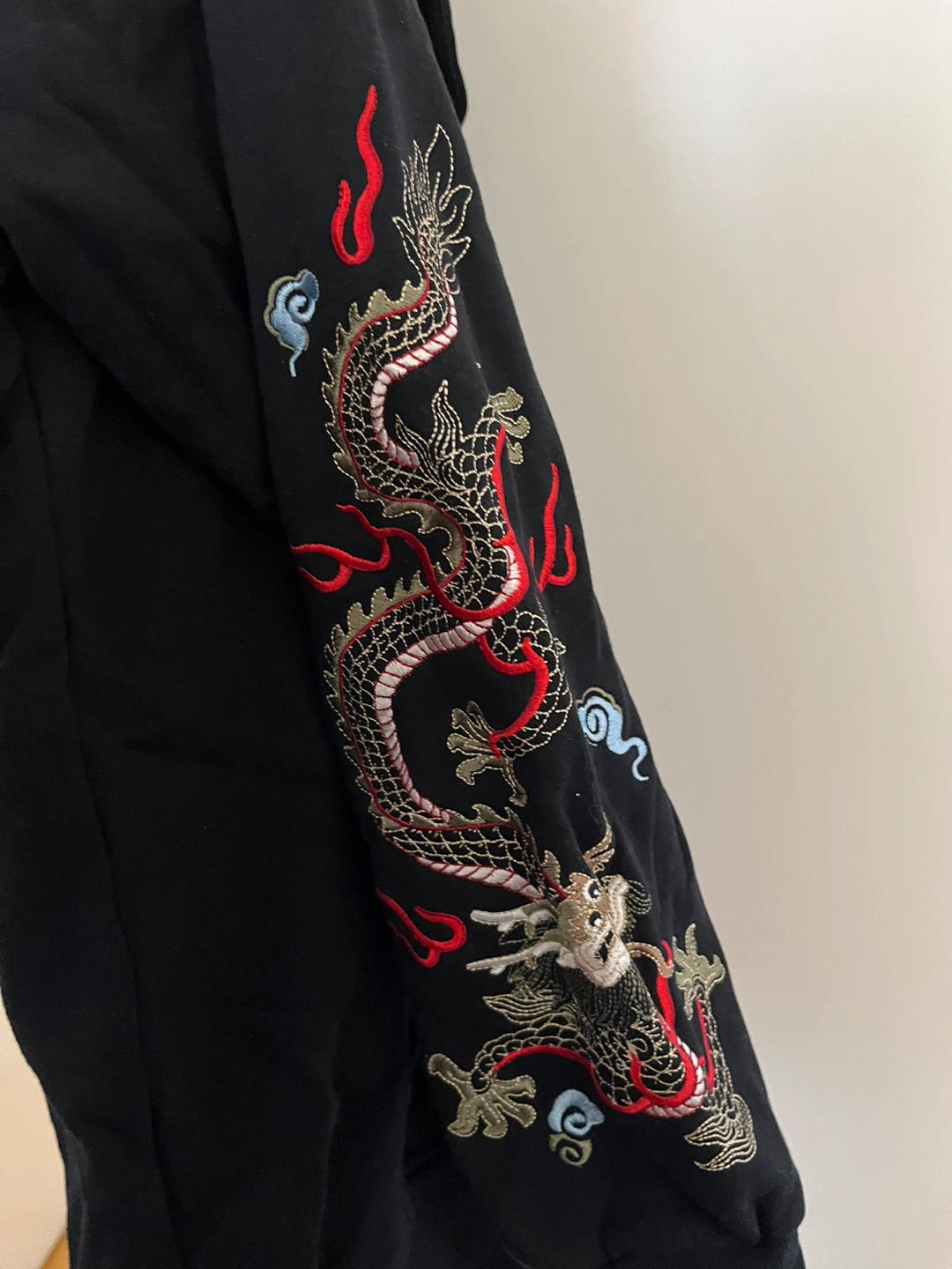 Dragon Embroidered Black Hoodie - photo 3