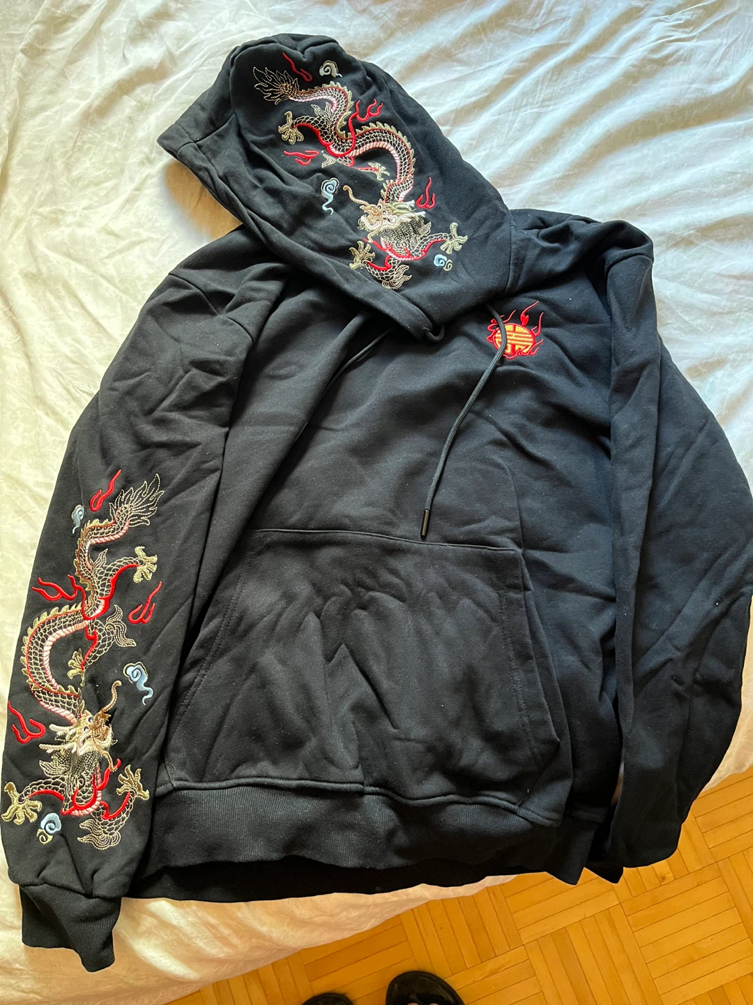 Dragon Embroidered Black Hoodie - photo 2