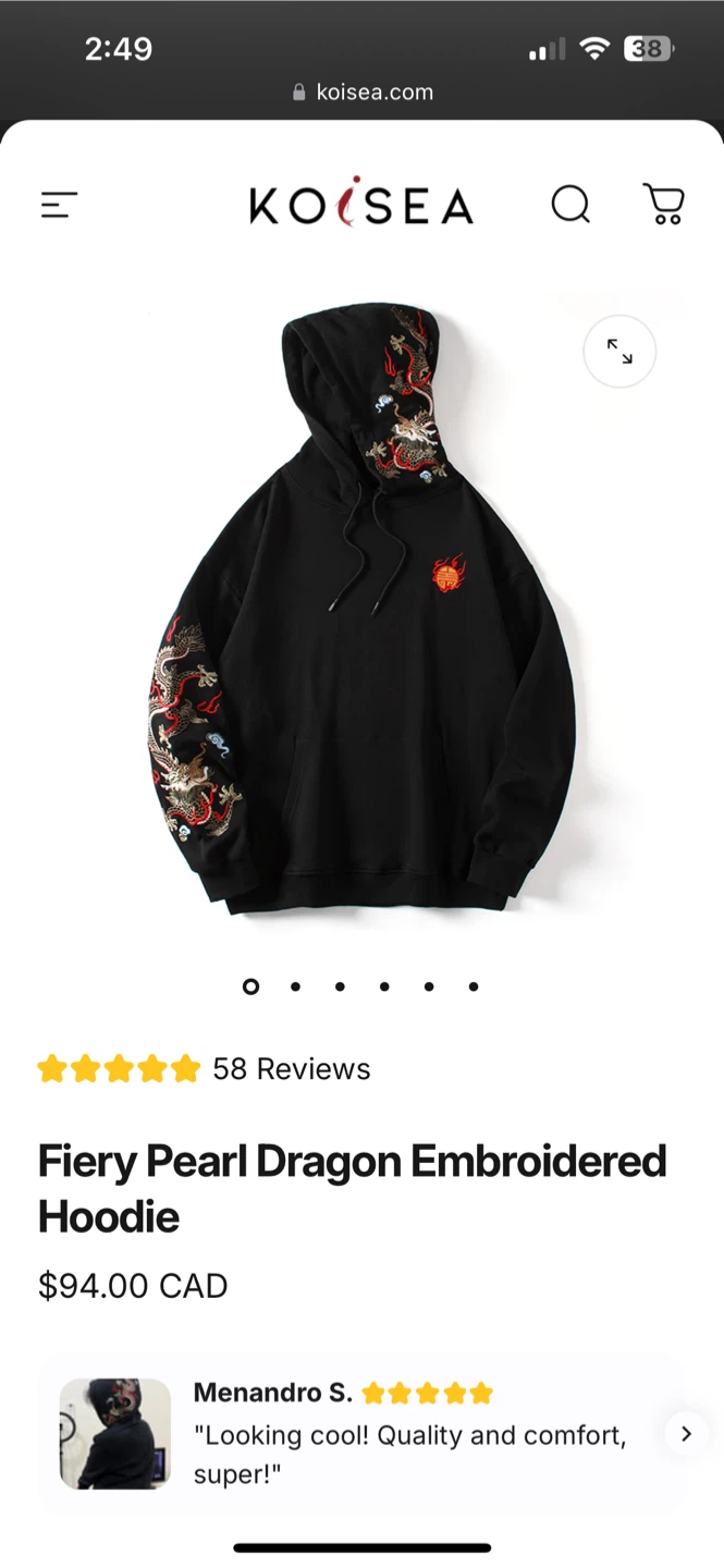 Dragon Embroidered Black Hoodie - photo 4