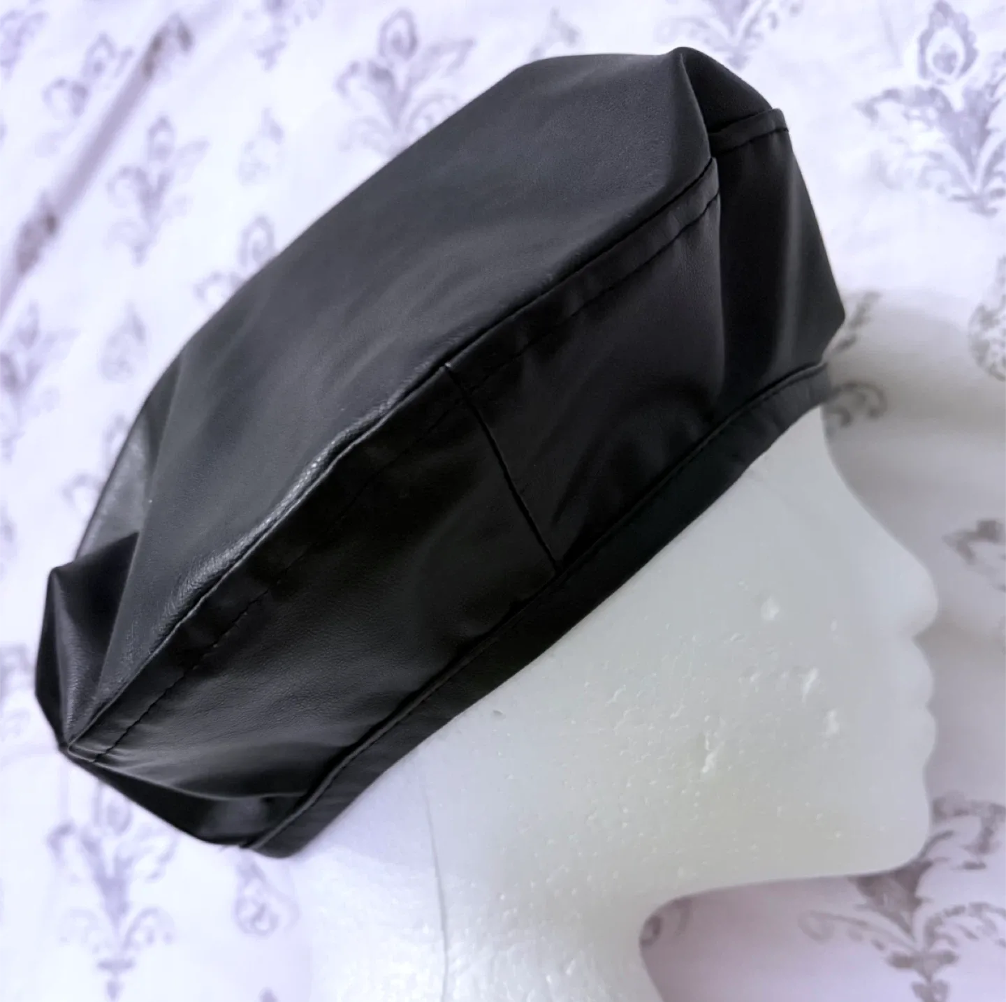 Zara Black Faux Leather Beret image indicator(3)
