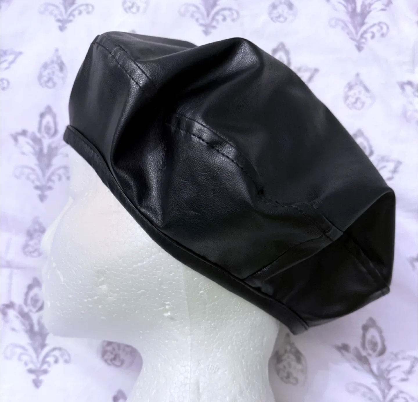 Zara Black Faux Leather Beret image indicator(4)