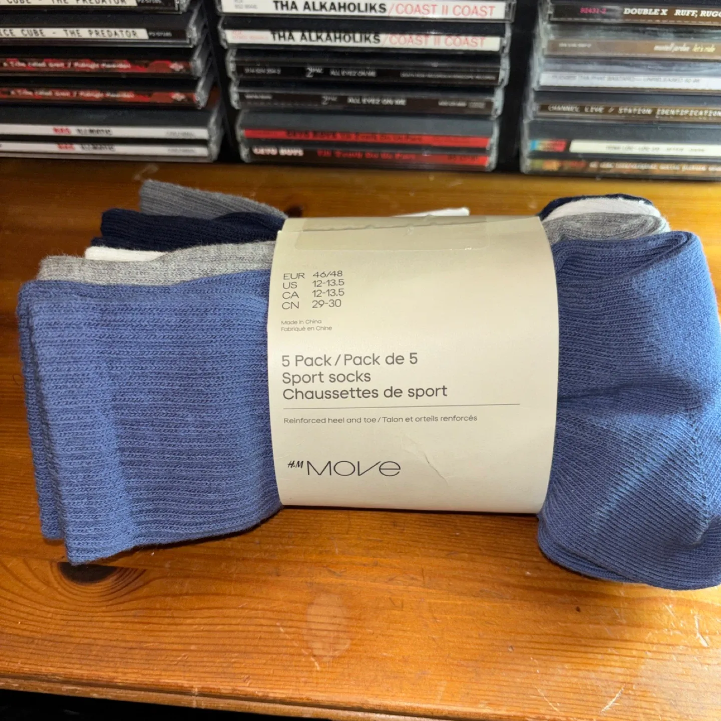 H&M Move 5-Pack Sport Socks, Size 12-13.5 (CA)
