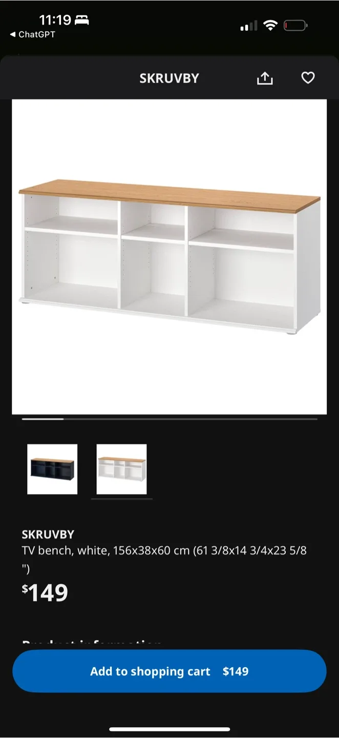 IKEA SKRUVBY TV Bench, White