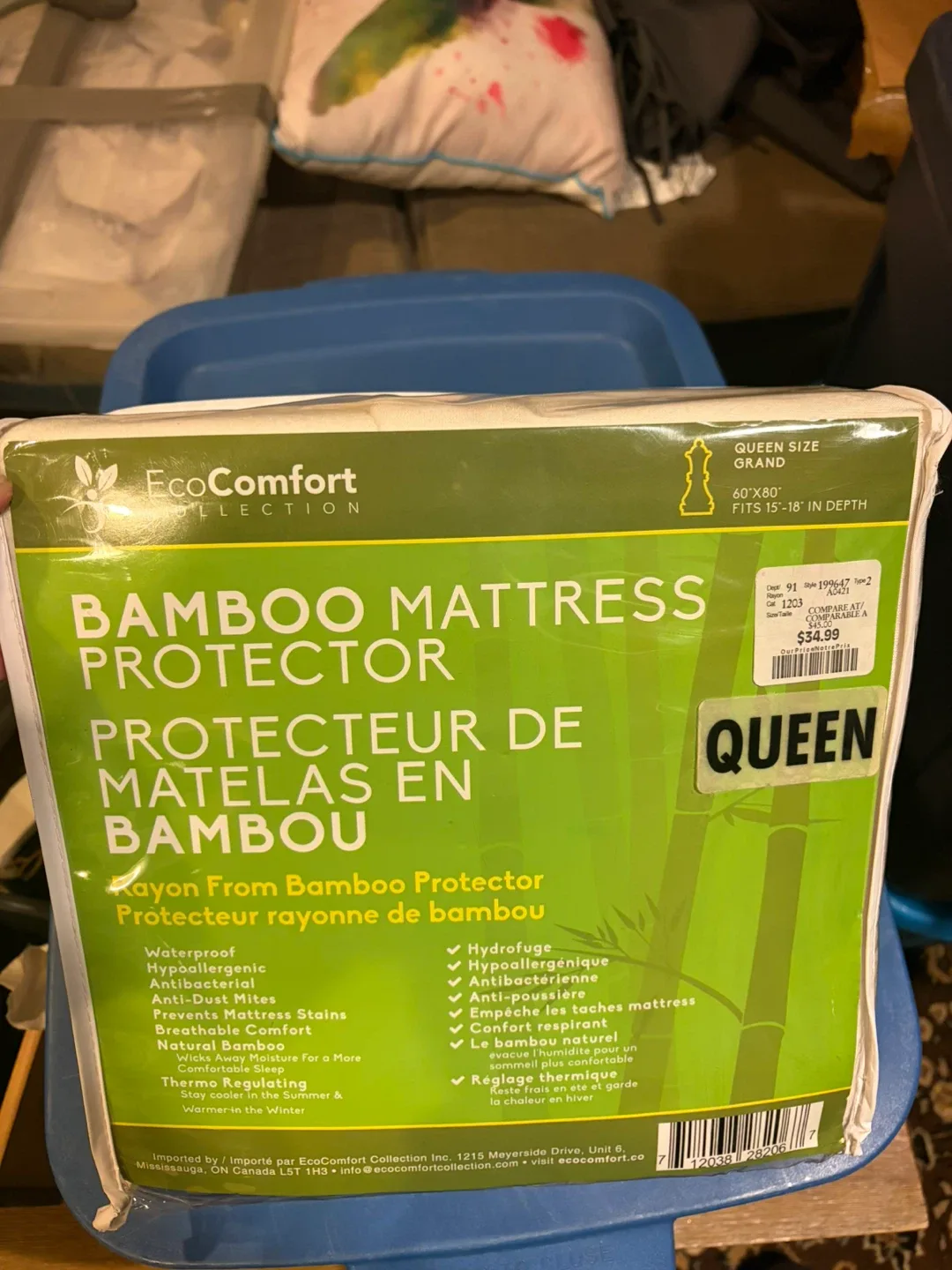 EcoComfort Bamboo Queen Mattress Protector - New