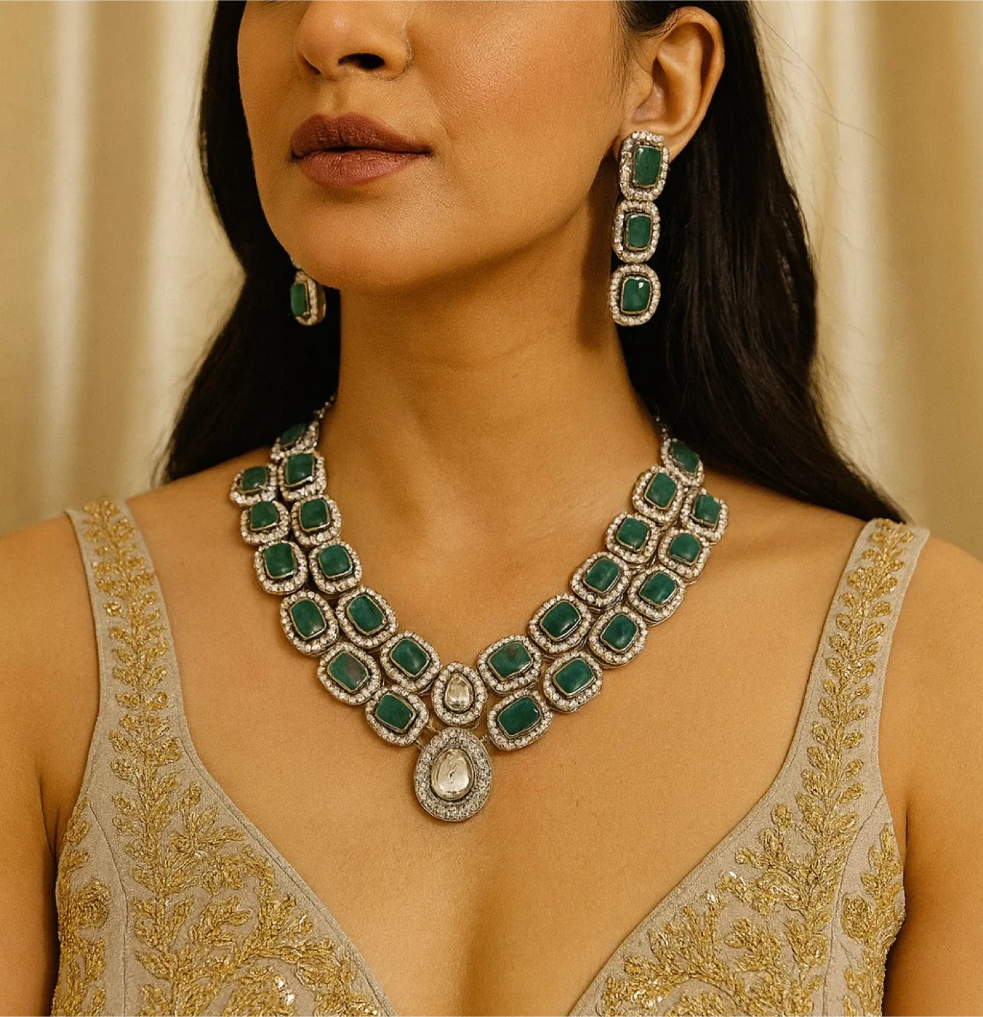 Emerald Green Necklace & Earring Set