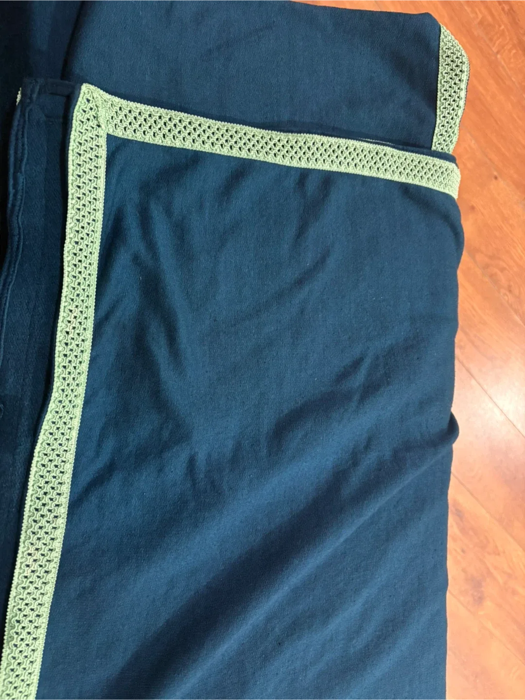 Blue Scarf with Crochet Trim