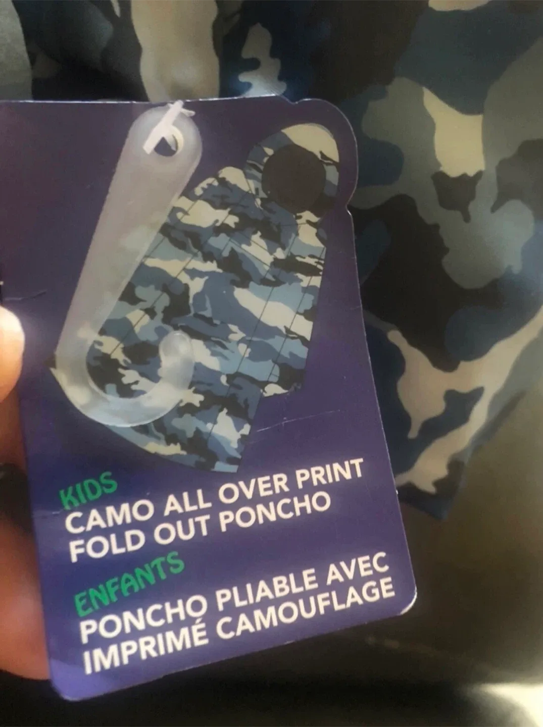 Kids Camo Fold Out Poncho - New
