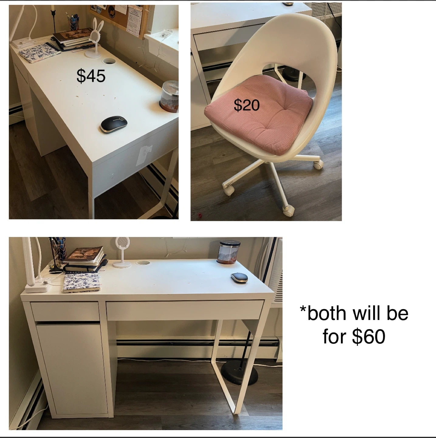 Desk and Chair Set - White