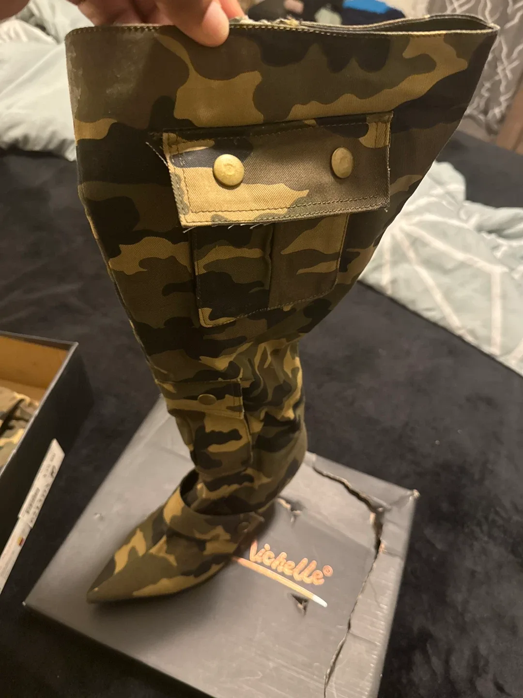 Camouflage knee high boots image indicator(4)