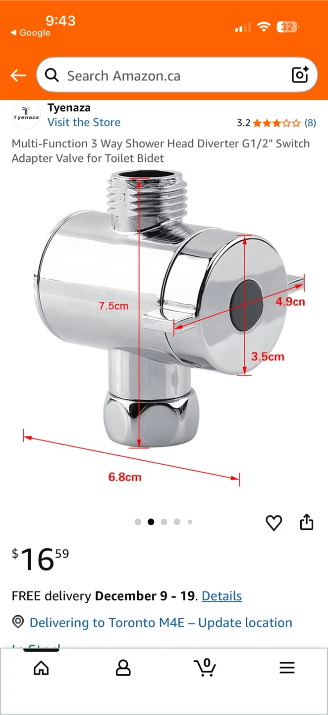 Tyenaza 3-Way Shower Head Diverter Valve - photo 2