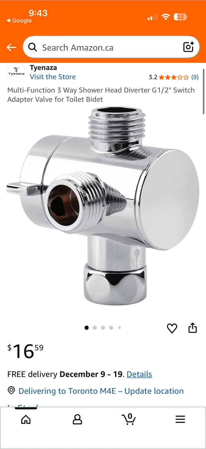 Tyenaza 3-Way Shower Head Diverter Valve