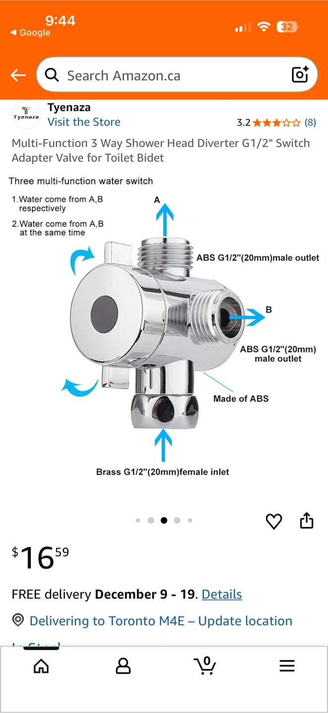 Tyenaza 3-Way Shower Head Diverter Valve - photo 3