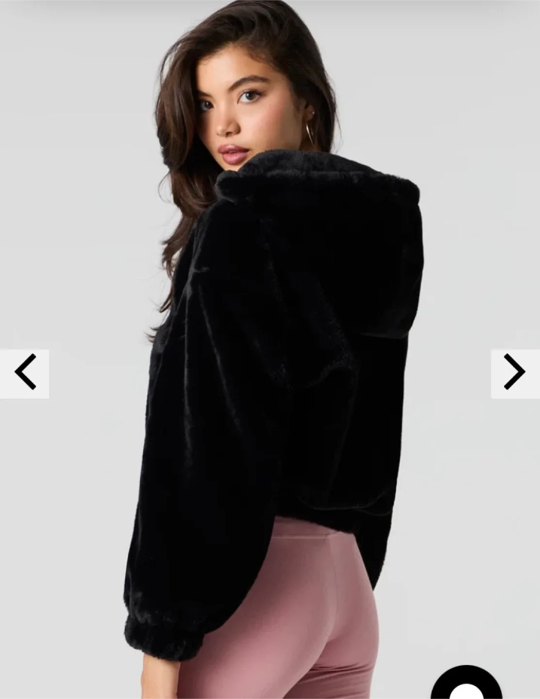 Cropped faux fur zip up