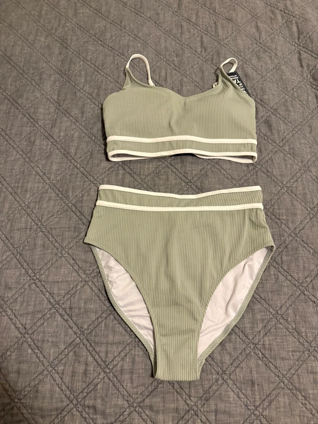 Bmjl  Sage Green Ribbed Bikini - Size M
