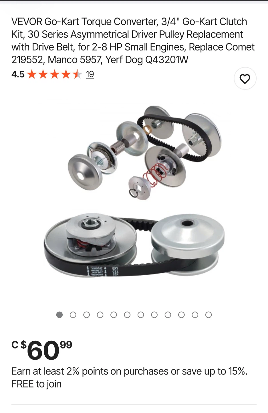 VEVOR Go-Kart Torque Converter Clutch Kit