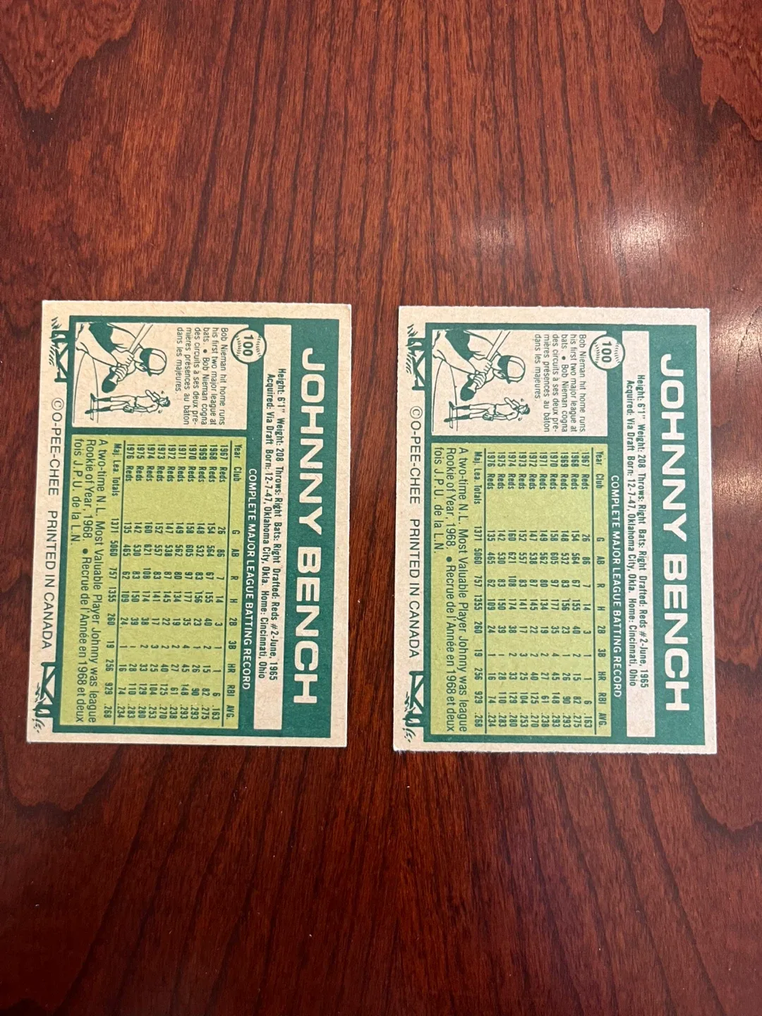 1977 Opc O-pee-chee Baseball Johnny Bench 100 Cincinnati Reds image indicator(2)