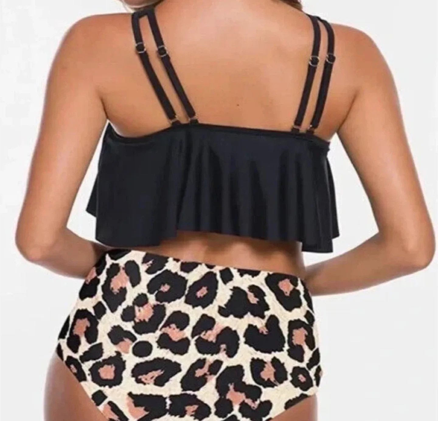 Black Flounce Tankini Swimsuit XL image indicator(2)