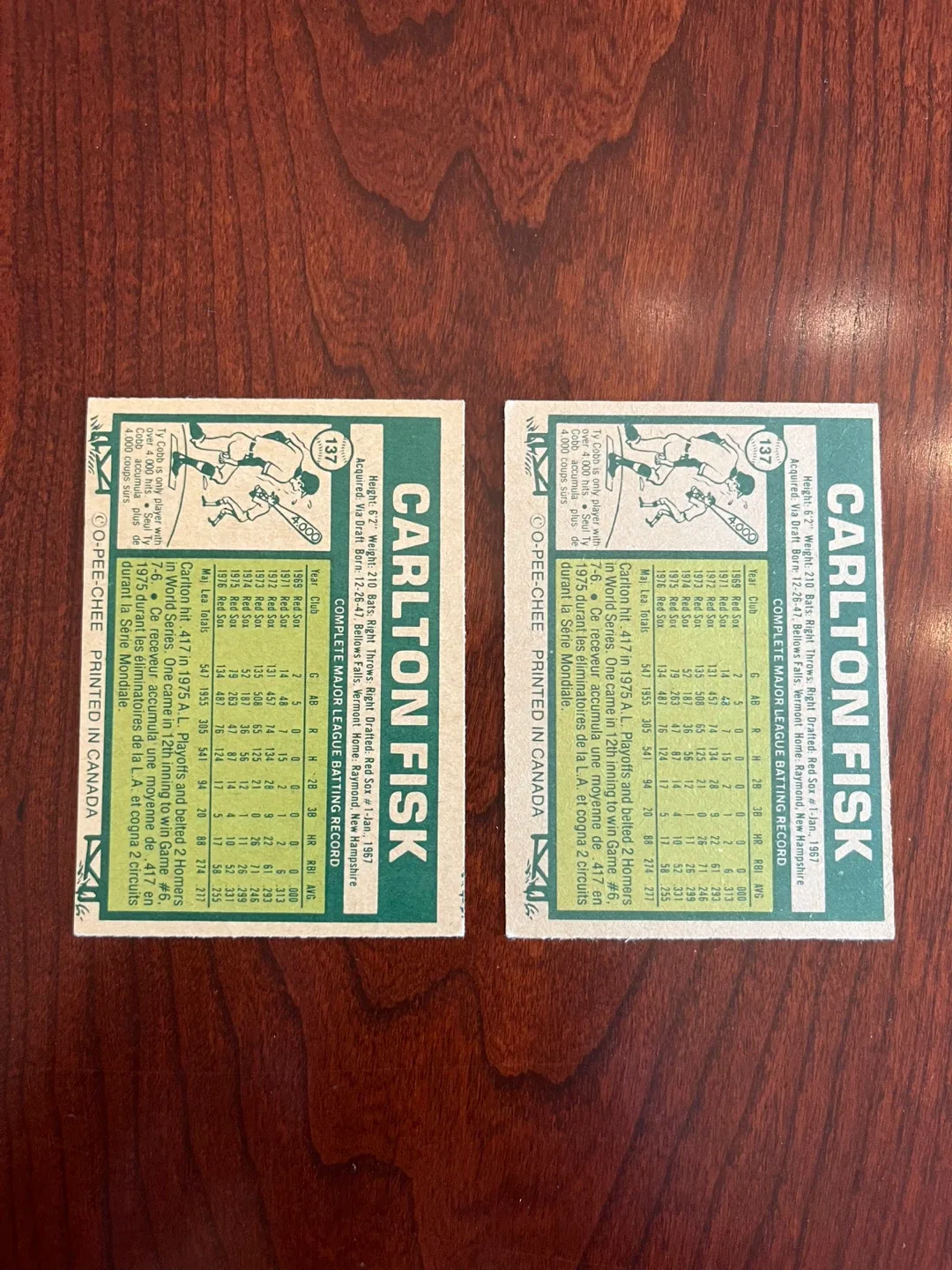 1977 TOPPS OPC O PEE CHEE MLB Baseball #137 Carlton Fisk image indicator(2)