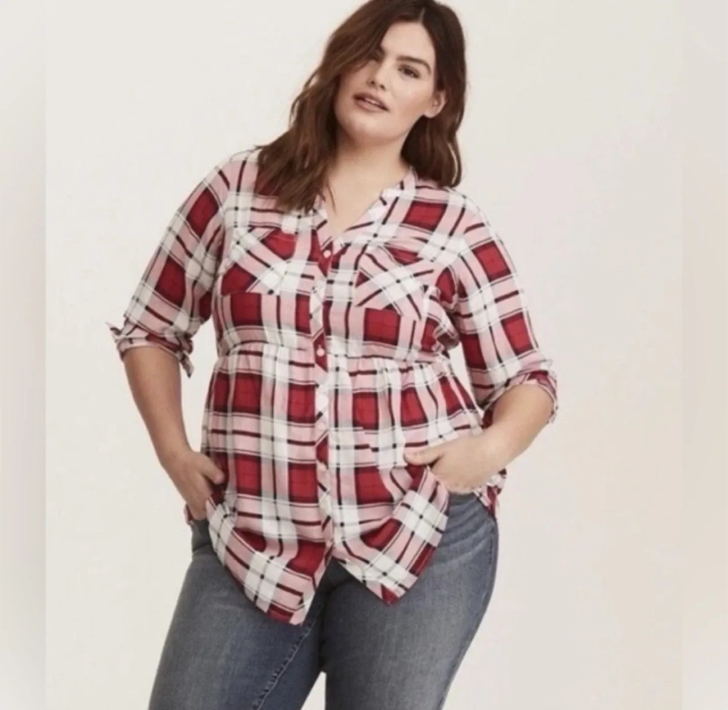 Torrid Plaid Blouse, Size 1X