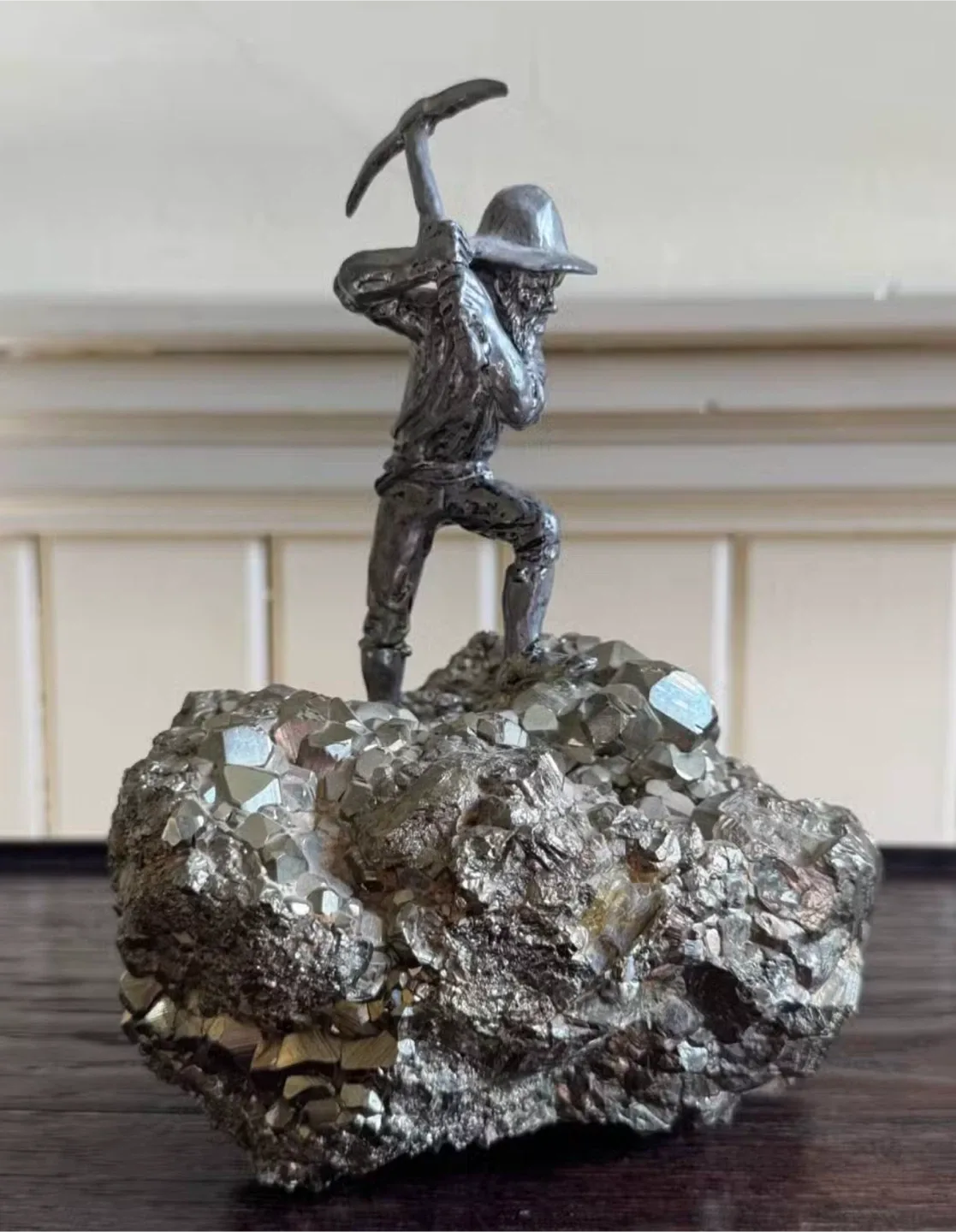Vintage Miner on Pyrite Sculpture