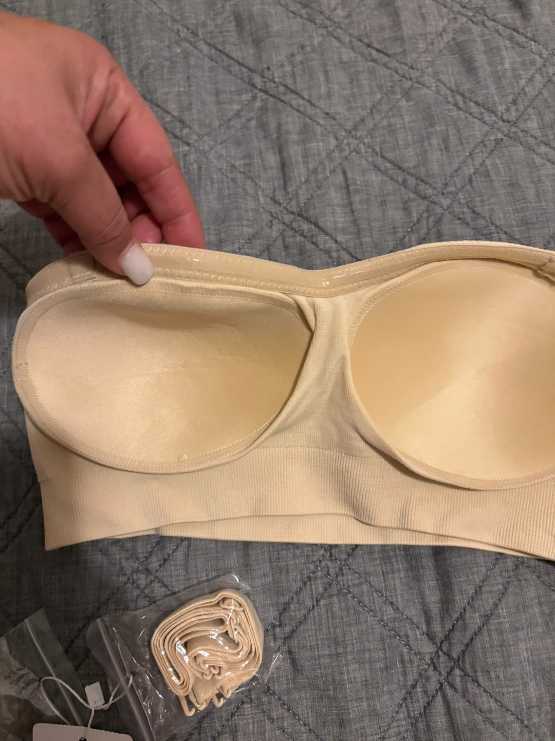Nude Bandeau Bra with Straps – Size S – Seamless & Padded - photo 2